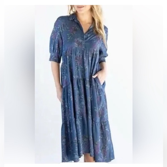 Natural life Rebecca Midi Dress - Purple Wisteria Floral - Picture 2 of 6